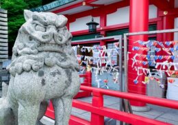 神社　狛犬　風景